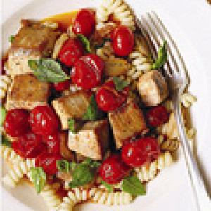 Pasta with Mahimahi, Tomatoes, and Basil