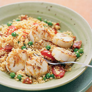 Seared Scallops with Saffron Couscous